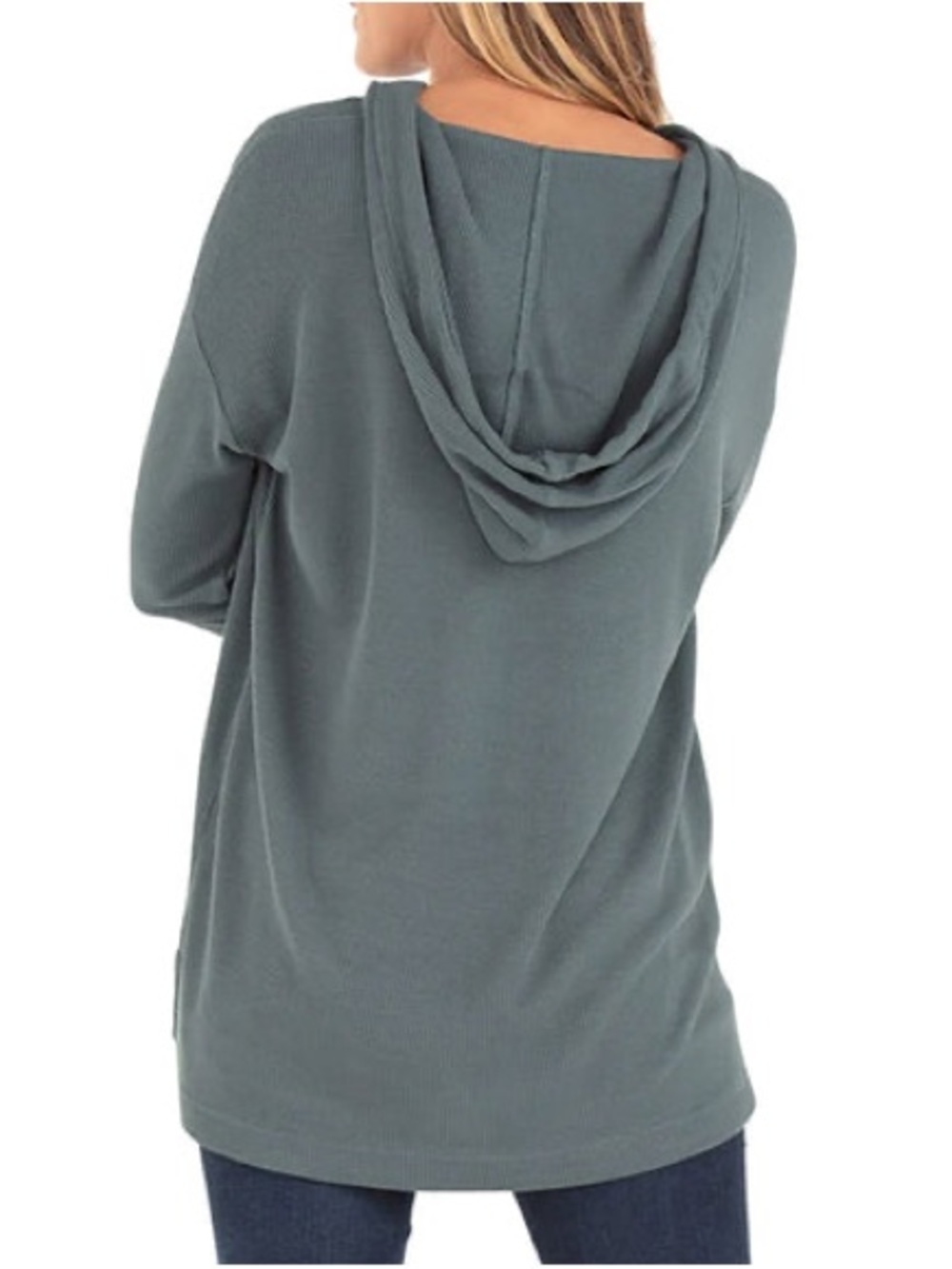 Free Fly Bamboo Waffle Hoodie in Green Size M - Picture 2 of 6